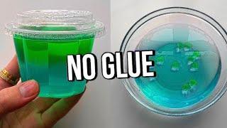 Testing VIRAL NO GLUE SLIMES How to make DIY NO GLUE slimes WATER SLIME & 1 ingredient slime