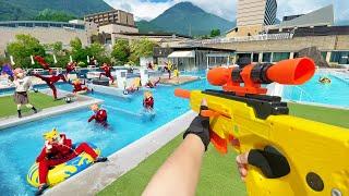 Nerf War  Water Park & SPA Battle 22 Nerf First Person Shooter