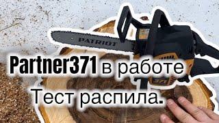 Бензопила Partner 371 в работе.Тест-Распилка дров