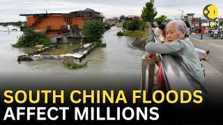 China Floods Heavy rains flood streets and trap hundreds in southern region of China  WION LIVE