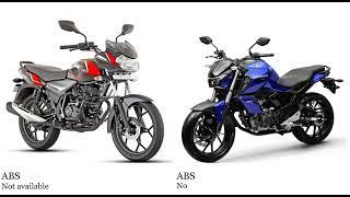 Bajaj Discover 125 vs Yamaha FZS 150 Test specification comparison