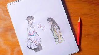 drawing a beautiful girl and a handsome boy easy asthetic drawing ideas NP art room