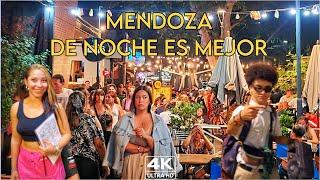 【4K】Mendoza NightLife - La Calle Elegida por los Mendocinos Arístides Villanueva  Travel Vlog ARG.