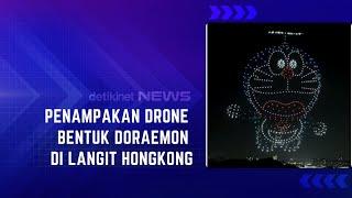 Pertunjukan Drone Doraemon Hiasi Langit Hongkong