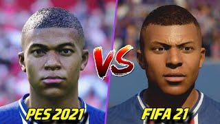  PES 2021 vs FIFA 21  TOP 100+ Famous Player Faces Comparison Ft. Messi Ronaldo Neymar Mbappe