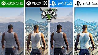 GTA V  PS4 VS PS5 VS XBOX ONE VS XBOX SERIES X Graphics and Loading Times  Comparison 4K 120FPS 