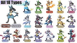 All 18 Types Mega Lucario Evolutions  Pokémon Type Swap Animation  Max S