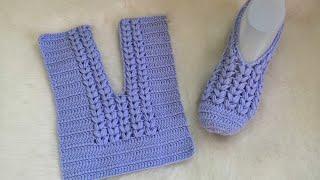 كروشية سليبرلكلوك نسائي بقطعة واحدة easy crochet slipper