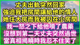 丈夫出軌突然回家，強迫我把房間讓給他的情人，她住大房而我被囚在小房間，我一怒之下給他噴了農藥，沒想到第二天丈夫突然過世，當真相揭曉時我忍不住笑了！#人生哲學 #感人故事 #深夜談話 #幸福生活