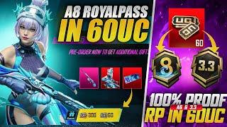 Get A8 Royal Pass in just 60 UC  Best Trick Ever  A8 Rp Pre Order Perks  Free Skins  PUBGM
