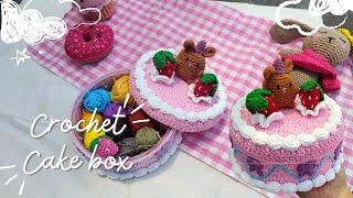 How to crochet cake box   merajut toples bentuk kue