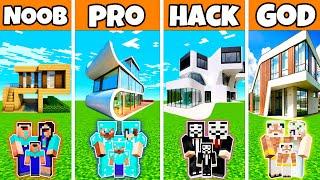 Minecraft Battle  Family Resort Modern House Build Challenge - Noob Vs Pro Vs Hacker Vs God