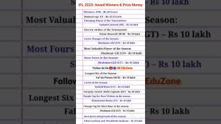 IPL 2023 Award Winners #ipl2023 #youtubeshorts #shortvideo #shorts #shortsfeed #iplshorts