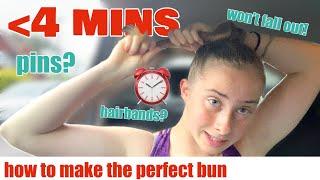 THE ONLY GYMNASTICS BUN TUTORIAL YOU WILL EVER NEED  learn to do a bun in 4 mins
