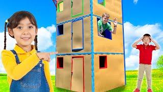 Maddies Big Cardboard PlayHouse Cleanup Adventure