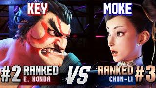 SF6 ▰ KEY #2 Ranked E.Honda vs MOKE #3 Ranked Chun-Li ▰ High Level Gameplay