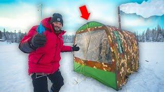 Ice Fishing In A SAUNA Tent In Sweden hot tent