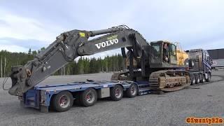 4K Volvo FH16 750 Hauling A Volvo EC700CL Excavator