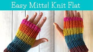 Easy Fingerless Mitts Flat Knitting on Straight Needles  Beginner Knitting