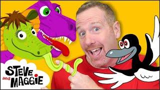 Surprise Game with Toys and More with Steve and Maggie  Dinosaur Safari Story for Kids