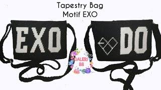 Cara Merajut Tas Tapestry Motif EXO  How to Crochet  EXO Tapestry Bag