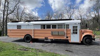 Amazing 38 Skoolie Tour with Full Bathroom & Water Tanks  Tiny House Listings