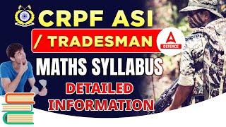 CRPF ASI TRADESMAN 2023  CRPF Tradesman Maths syllabus Detailed information
