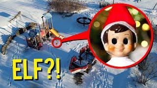 DRONE CATCHES ELF ON THE SHELF AT HAUNTED PARK HE ACTUALLY MOVED
