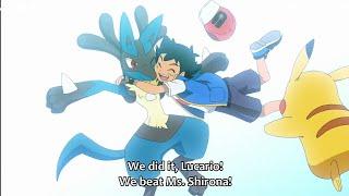 Ash cant believe he won against cynthia  ash vs cynthia  Pokemon journeys 