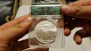 $1 1oz Silver Eagle MS69 ANACS PNo Mint Mark .999 Fine Silver
