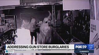 Damaged vehicle found at gun store evidence points to burglary attempt