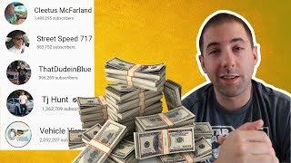 How much MONEY do automotive YouTubers make? ThatDudeinBlue Street Speed 717 Cleetus McFarland