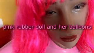 pink rubber doll and her balloons