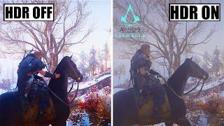 Assassins Creed Valhalla - Graphics Comparison Gameplay HDR OFF VS HDR ON 4K-60FPS