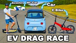 Citroen Ami v E Bike RC Car & Scooter DRAG RACE