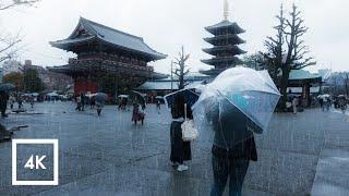 Walking in the Rain in Asakusa Tokyo Japan 4k