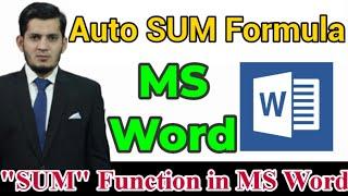 Auto SUM Formula in MS Word Table