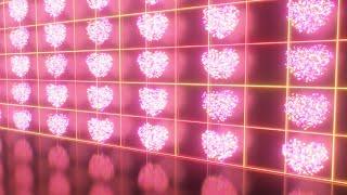 Array of Digital 3D Heart Shapes Reflecting On Shiny Mirror Surface 4K Moving Wallpaper Background