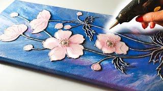 NEXT LEVEL Anemone Flower Art - Glue Gun + Acrylic Pour  AB Creative Tutorial