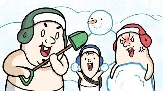 Funny babies Snowball fight l ENG SUB