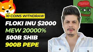 10 Coins  Mew 20000% & Bome 15000%  Shib & Pepe Updates  Floki Inu $2000  Cryptocurrency