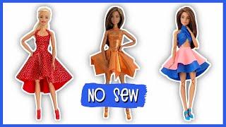 Three skirts without sewing for barbie. Crafts and clothes for dolls.