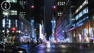 NYC Walking in the Midnight Rain - Manhattan New York 4K