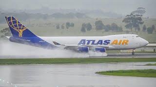 EPIC WET WEATHER TAKEOFFS & LANDINGS  Melbourne Tullamarine Airport Plane Spotting MELYMML