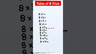 Easy Trick to learn Table of 8 #shorts #viralvideo