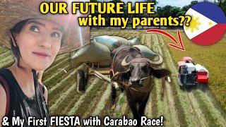FOREIGNERS FIRST RICE HARVEST IN THE PHILIPPINES & Fiesta Day with Carabao Race
