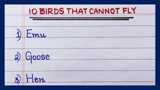 Birds that cannot fly  Name Birds that cannot Fly  in English  Flightless birds