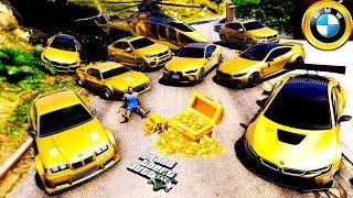 GTA 5 - Stealing Billionaire BMW Golden Cars with Franklin  GTA V Real Life Cars #148
