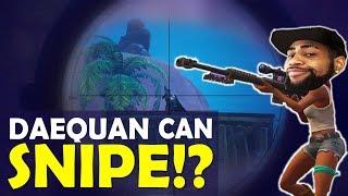 DAEQUAN SNIPING IS INSANE  CAN HE SNIPE? BOP BOP   HIGH KILL FUNNY GAME- Fortnite Battle Royale