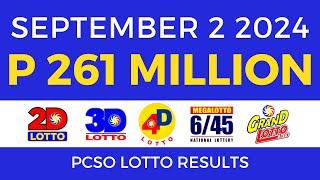 Lotto Result Today 9pm September 2 2024  PCSO Complete